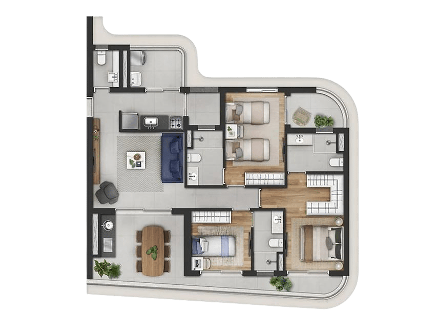 PARIS - Planta 107m²