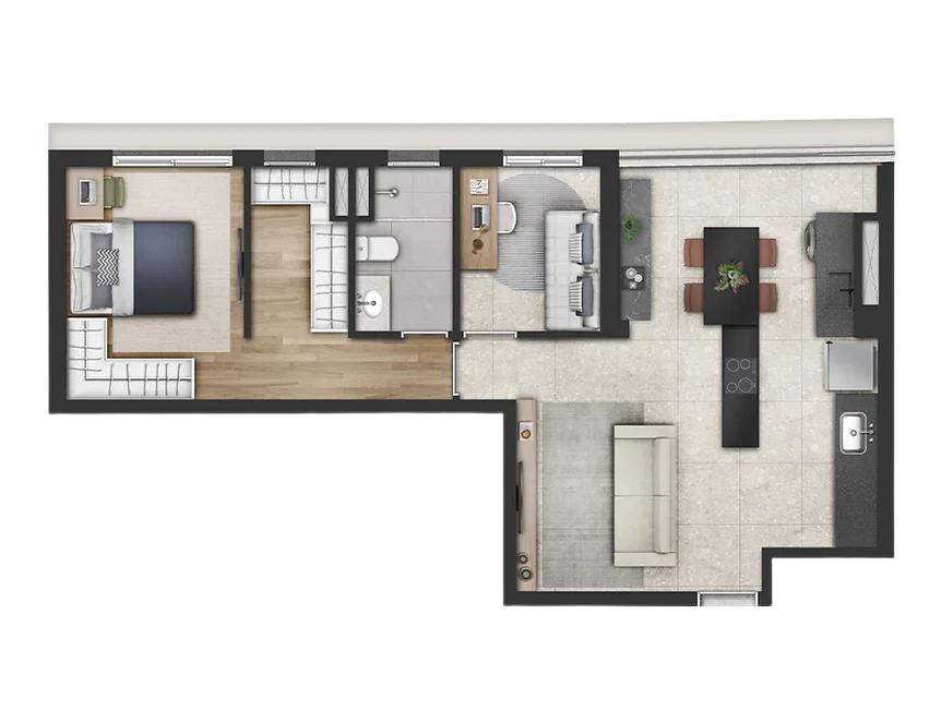 PARIS - Planta 61m²